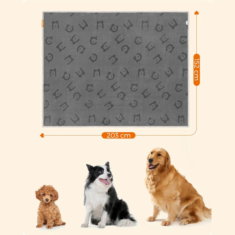 Couverture réversible pour animaux 203 x 152 cm protection canapé lit lavable en machine design moderne en tissu polaire gris 12_0011049