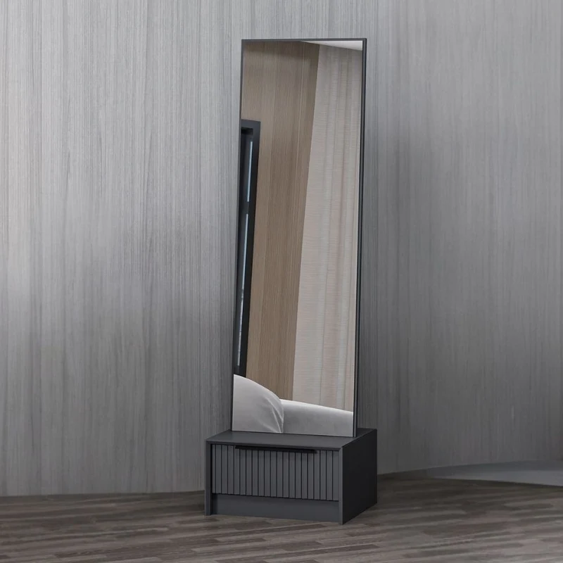 Specchio con base cassetto colore antracite 54x45x178H cm - Wilmy