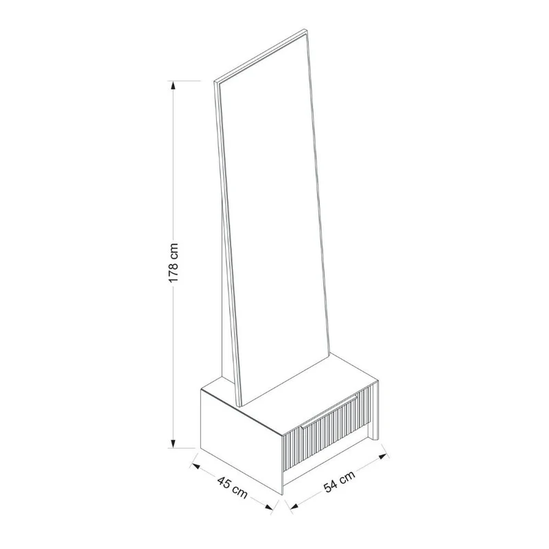 Specchio con base cassetto colore antracite 54x45x178H cm - Wilmy