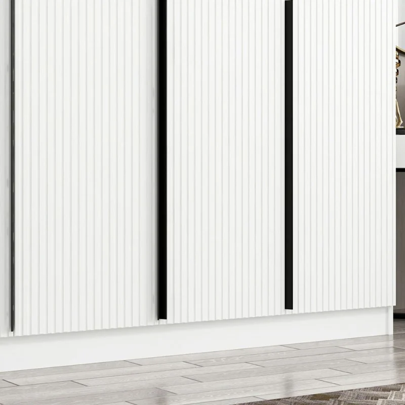 Armadio con 6 ante battenti colore bianco effetto cannettato 270x52x210H cm - Wilmy