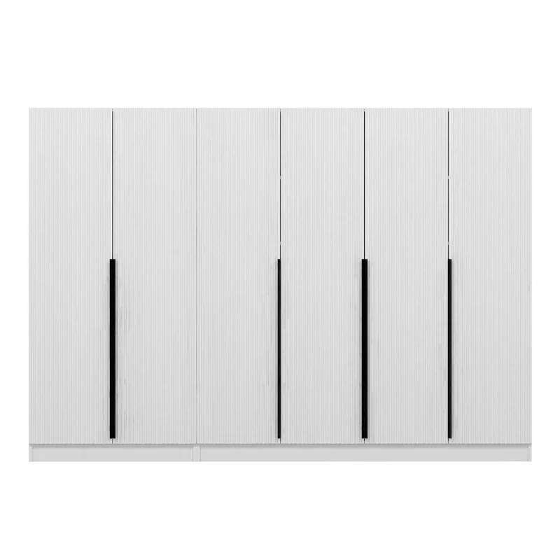 Armadio con 6 ante battenti colore bianco effetto cannettato 270x52x210H cm - Wilmy