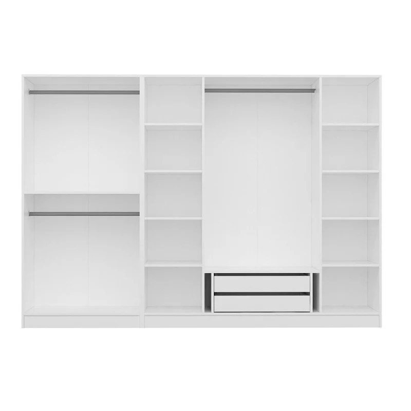 Armadio con 6 ante battenti colore bianco effetto cannettato 270x52x210H cm - Wilmy