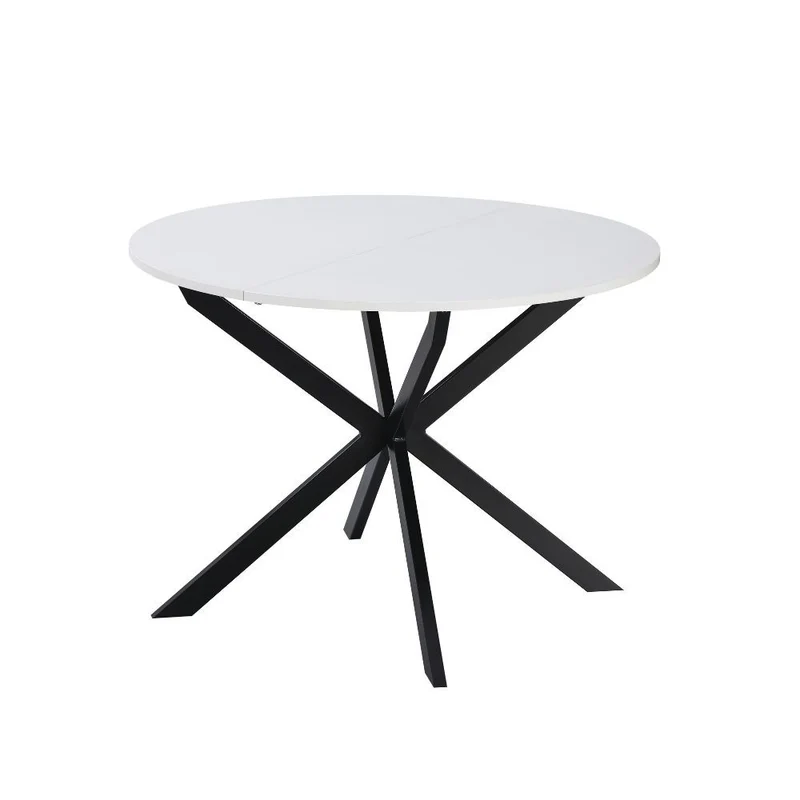 Tavolo rotondo allungabile colore bianco con gambe nere 100x77H cm – Tikit