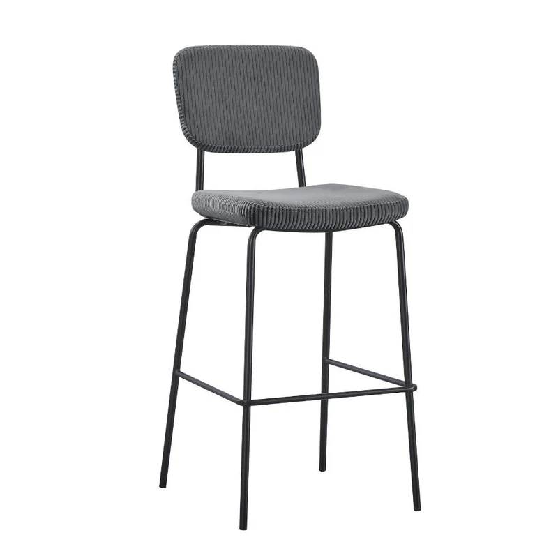 Sgabello imbottito colore grigio scuro e gambe metallo nero 111H cm - Lusys