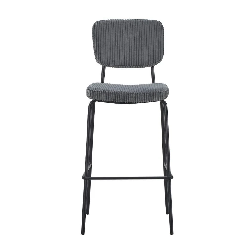 Sgabello imbottito colore grigio scuro e gambe metallo nero 111H cm - Lusys
