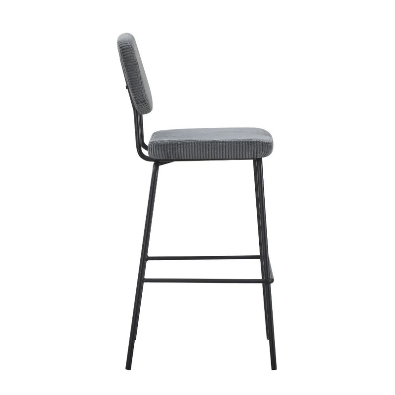 Sgabello imbottito colore grigio scuro e gambe metallo nero 111H cm - Lusys