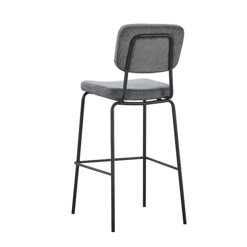 Sgabello imbottito colore grigio scuro e gambe metallo nero 111H cm - Lusys