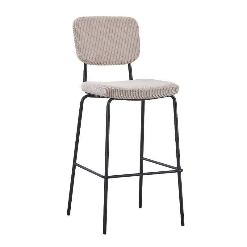 Sgabello imbottito colore taupè e gambe metallo nero 111H cm - Lusys