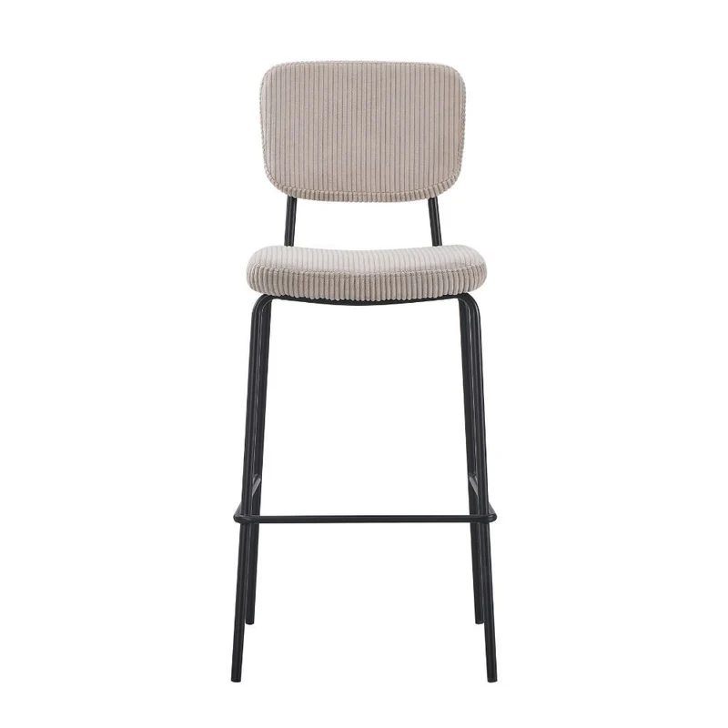 Sgabello imbottito colore taupè e gambe metallo nero 111H cm - Lusys
