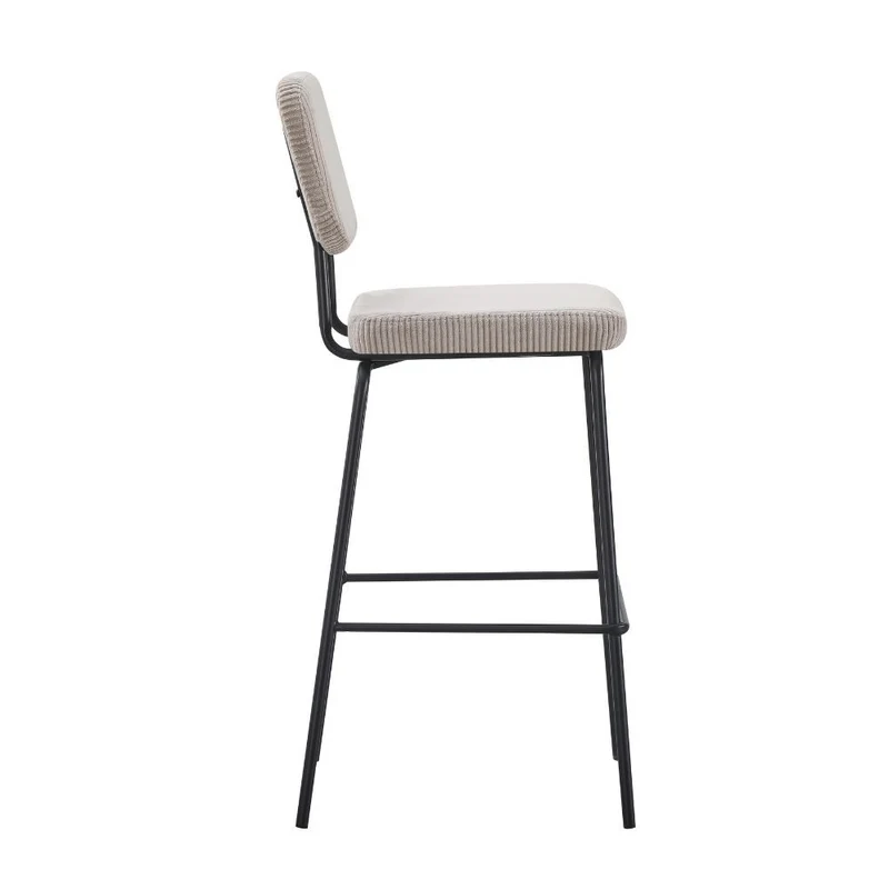 Sgabello imbottito colore taupè e gambe metallo nero 111H cm - Lusys