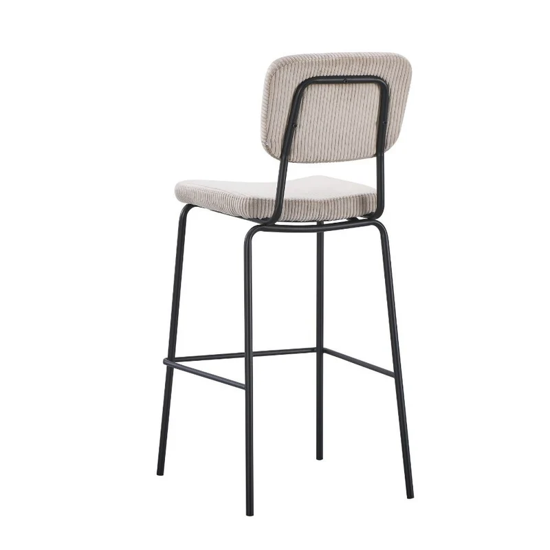 Sgabello imbottito colore taupè e gambe metallo nero 111H cm - Lusys
