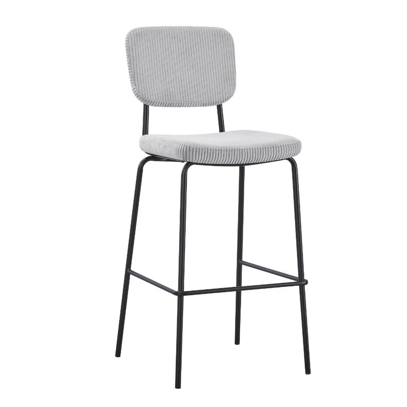 Sgabello imbottito colore grigio chiaro e gambe metallo nero 111H cm - Lusys