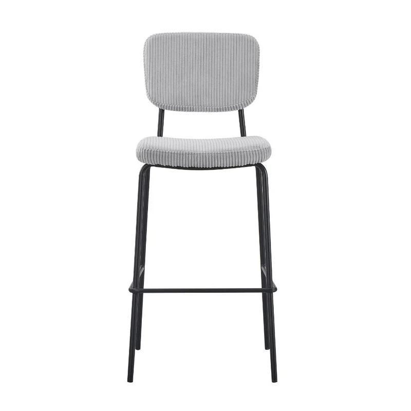 Sgabello imbottito colore grigio chiaro e gambe metallo nero 111H cm - Lusys