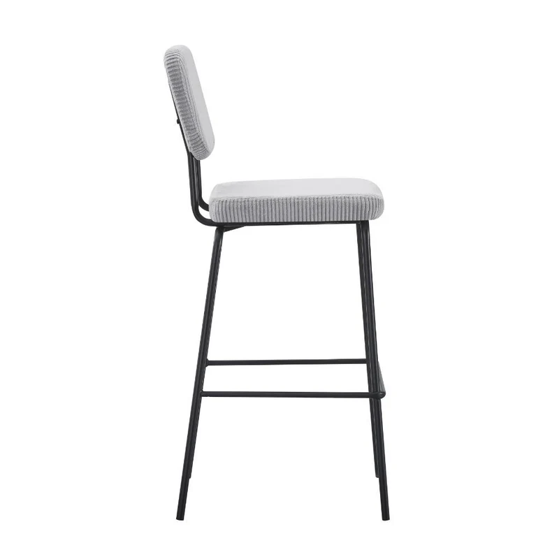 Sgabello imbottito colore grigio chiaro e gambe metallo nero 111H cm - Lusys