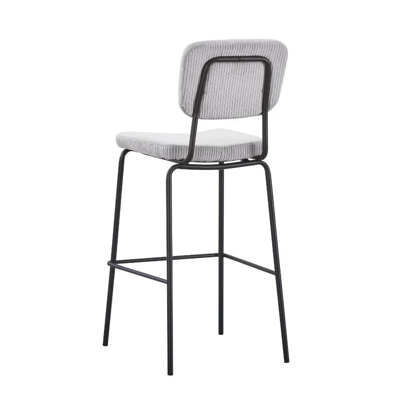 Sgabello imbottito colore grigio chiaro e gambe metallo nero 111H cm - Lusys