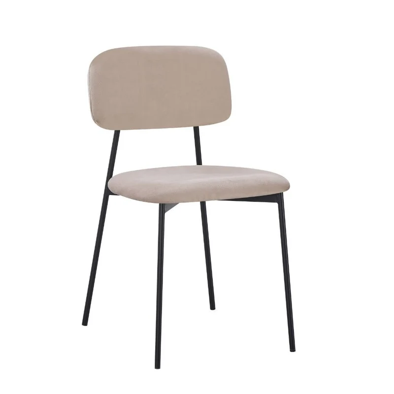Set 4 Sedie rivestita in vellutino colore taupè e gambe nere in metallo 44x49x78H cm - Segik