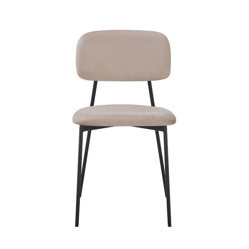Set 4 Sedie rivestita in vellutino colore taupè e gambe nere in metallo 44x49x78H cm - Segik