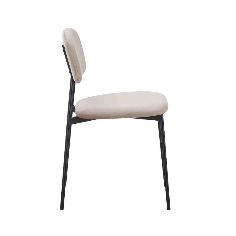 Set 4 Sedie rivestita in vellutino colore taupè e gambe nere in metallo 44x49x78H cm - Segik
