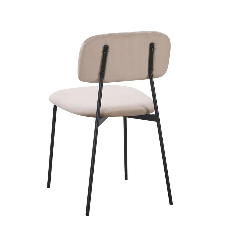 Set 4 Sedie rivestita in vellutino colore taupè e gambe nere in metallo 44x49x78H cm - Segik