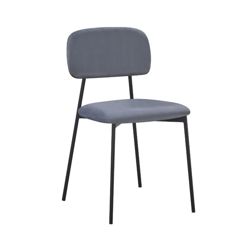 Set 4 Sedie rivestite in vellutino colore grigio e gambe nere in metallo 44x49x78H cm - Segik