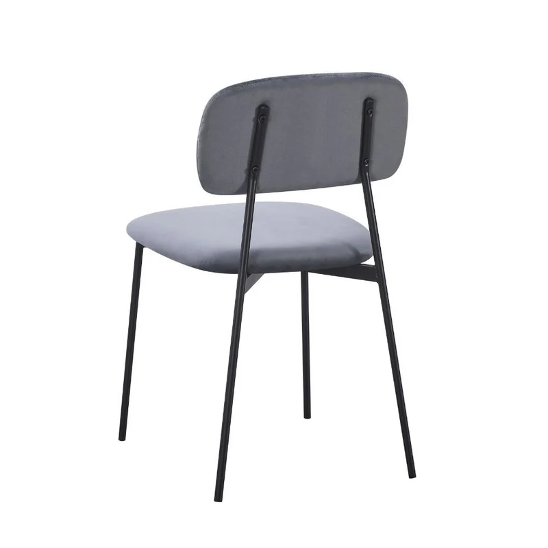 Set 4 Sedie rivestite in vellutino colore grigio e gambe nere in metallo 44x49x78H cm - Segik