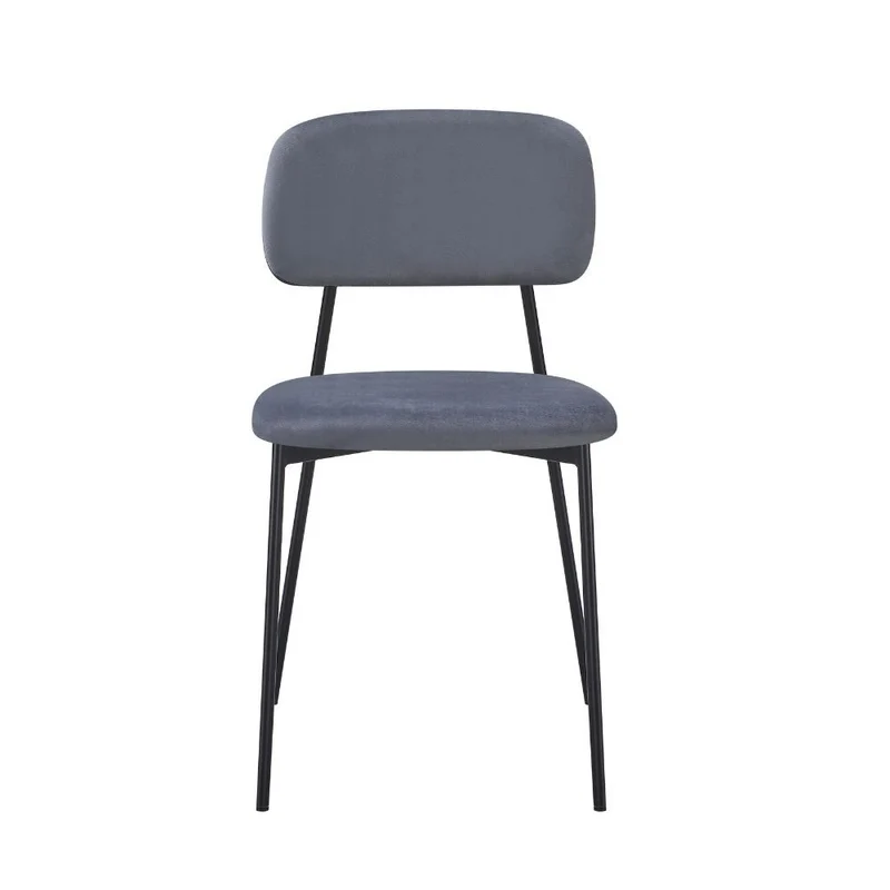 Set 4 Sedie rivestite in vellutino colore grigio e gambe nere in metallo 44x49x78H cm - Segik