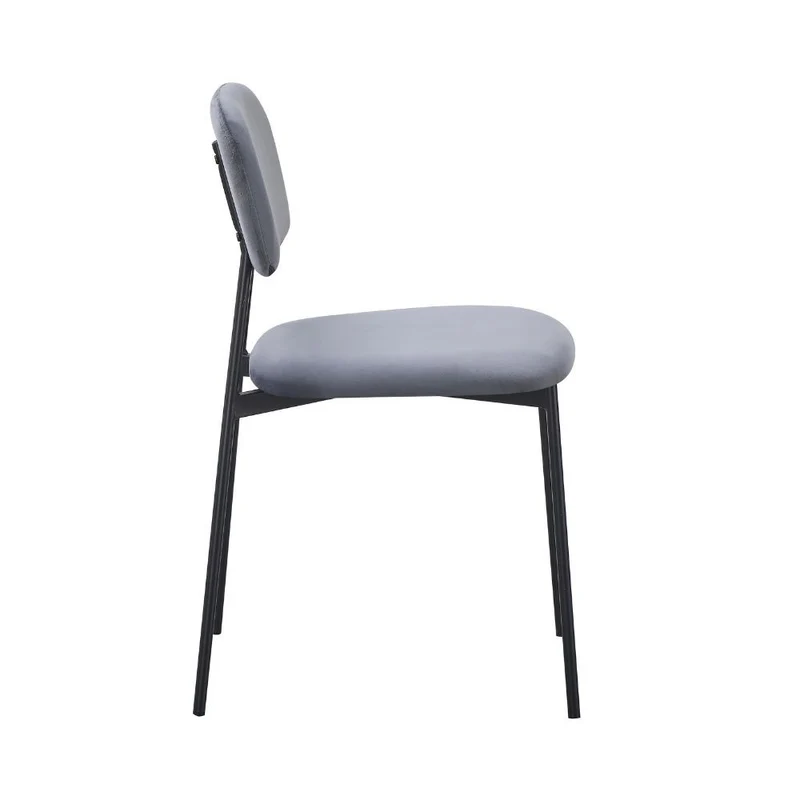 Set 4 Sedie rivestite in vellutino colore grigio e gambe nere in metallo 44x49x78H cm - Segik