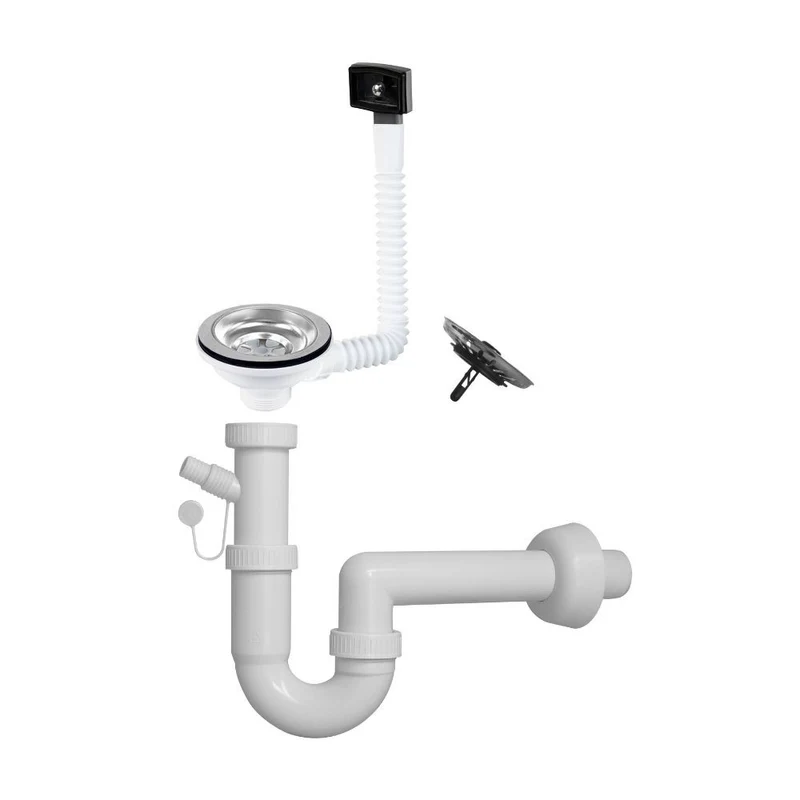 Sifone lavello a 1 via attacco 1"1/2 con pilettone eco e scarico lavastoviglie - S471710
