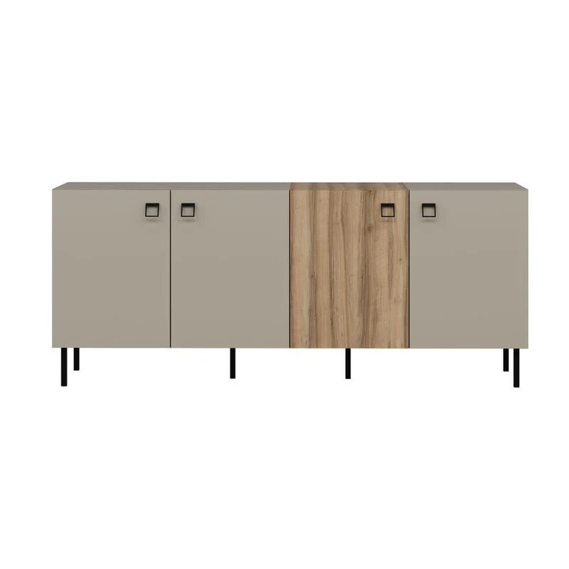 Madia con 4 ante colore cashmere e rovere 180x47x75H cm - Brusy