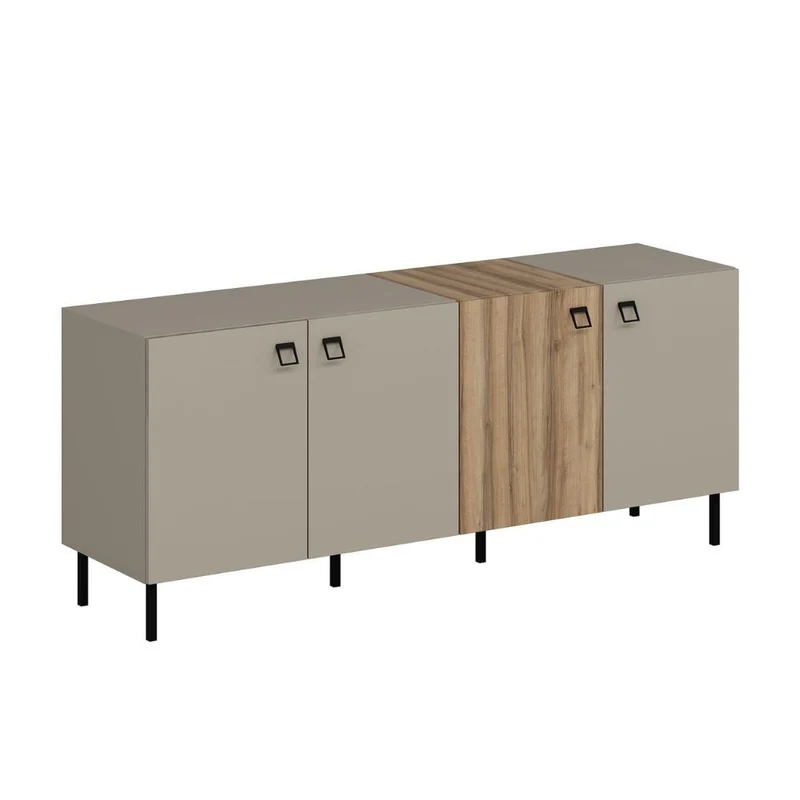 Madia con 4 ante colore cashmere e rovere 180x47x75H cm - Brusy
