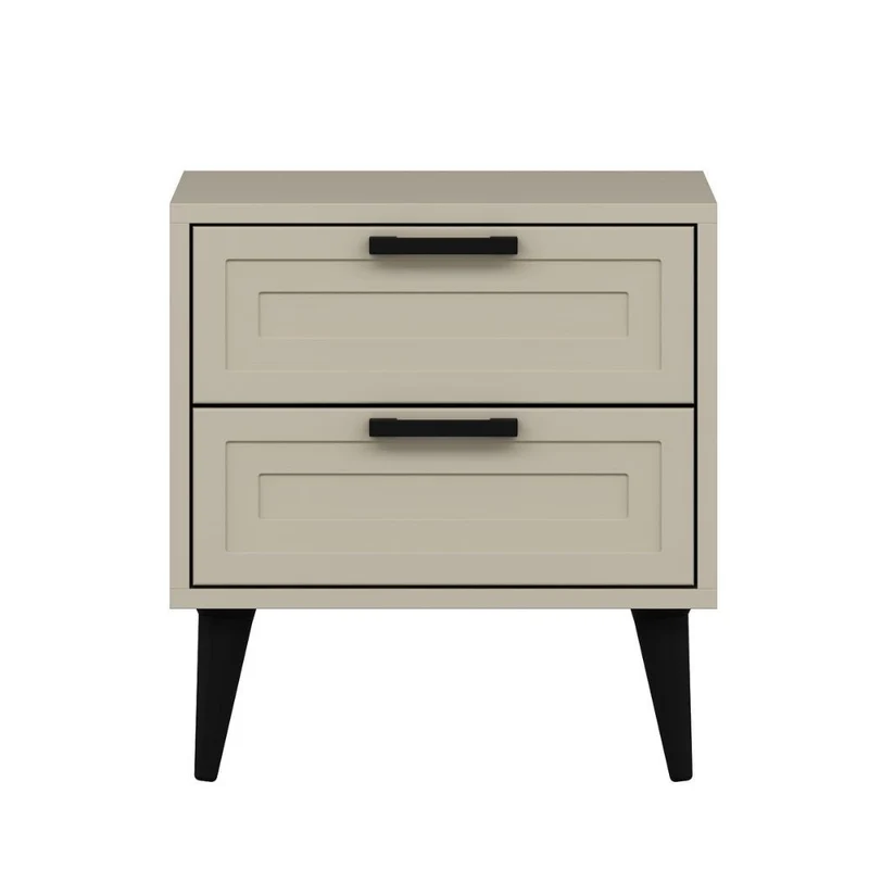 Comodino con 2 cassetti colore cashmere e pidei neri 50x45x52H cm - Styril