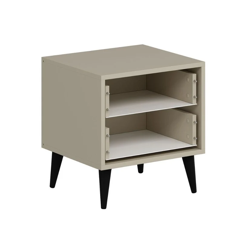 Comodino con 2 cassetti colore cashmere e pidei neri 50x45x52H cm - Styril