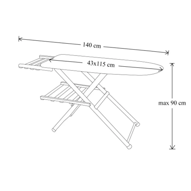 Asse da stiro in legno regolabile con porta caldaia 114 cm - Giuty