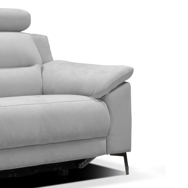 Divano 3 posti con 2 recliner elettrici in tessuto colore grigio 214 cm - Erno