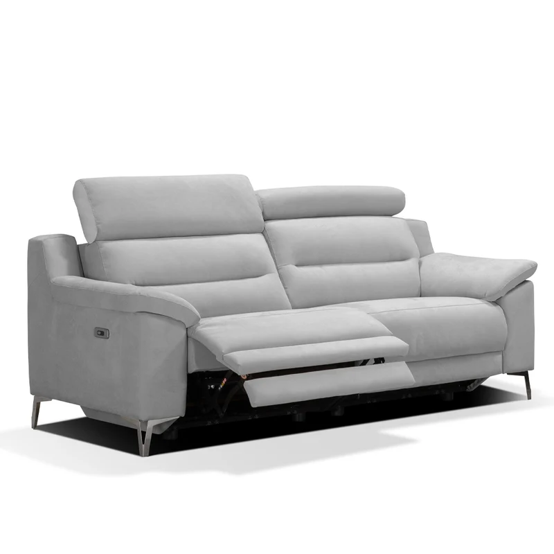 Divano 3 posti con 2 recliner elettrici in tessuto colore grigio 214 cm - Erno