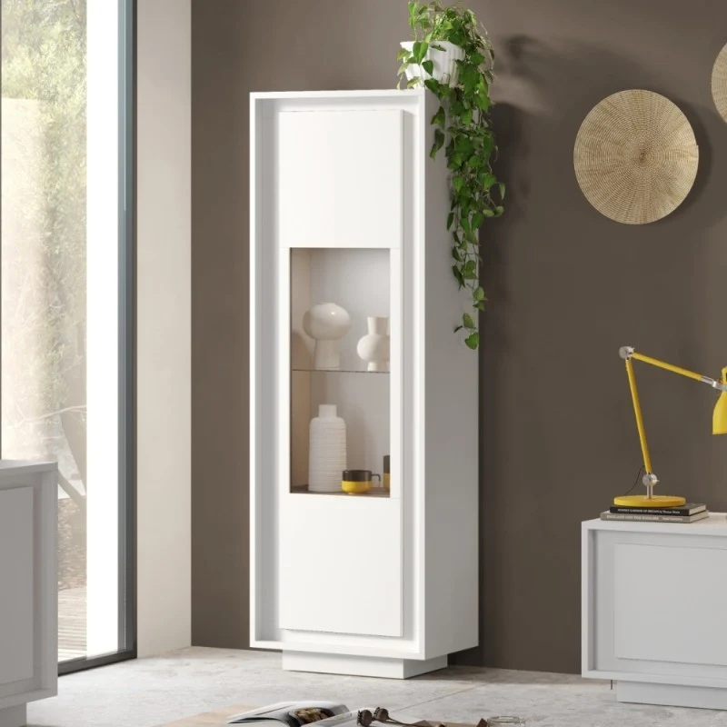 Vetrina con anta 67x40x197H cm colore bianco opaco - Tixo