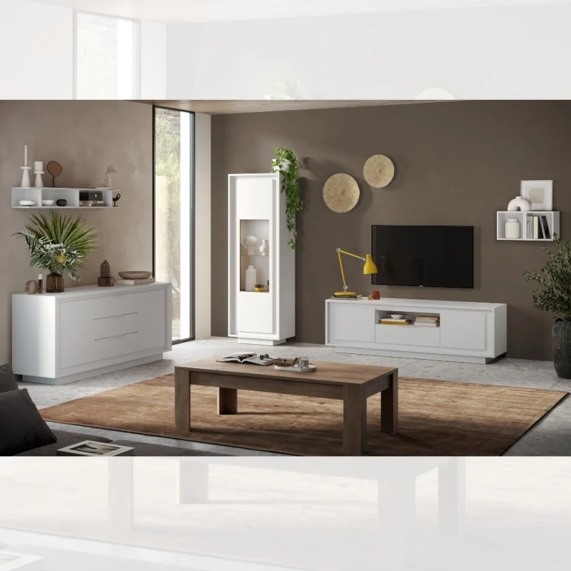 Madia con 2 ante e 3 cassetti colore bianco opaco 180x80H cm - Tixo