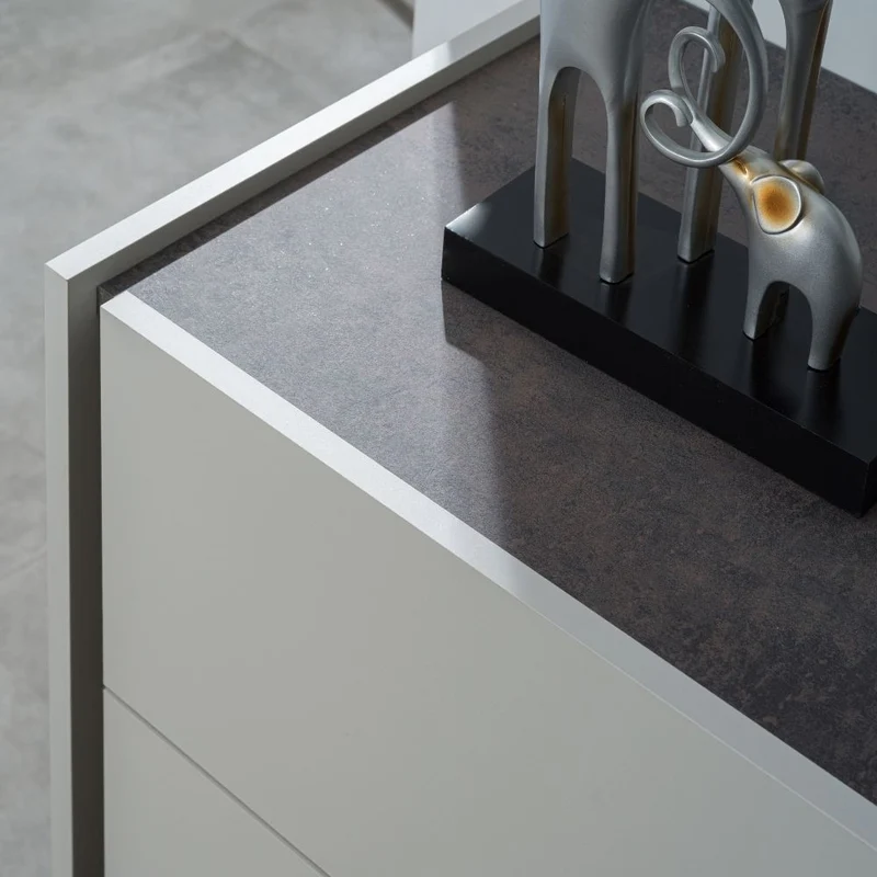 Camera da letto completa con armadio a specchi olore grigio perla e ossido grigio - Mirya