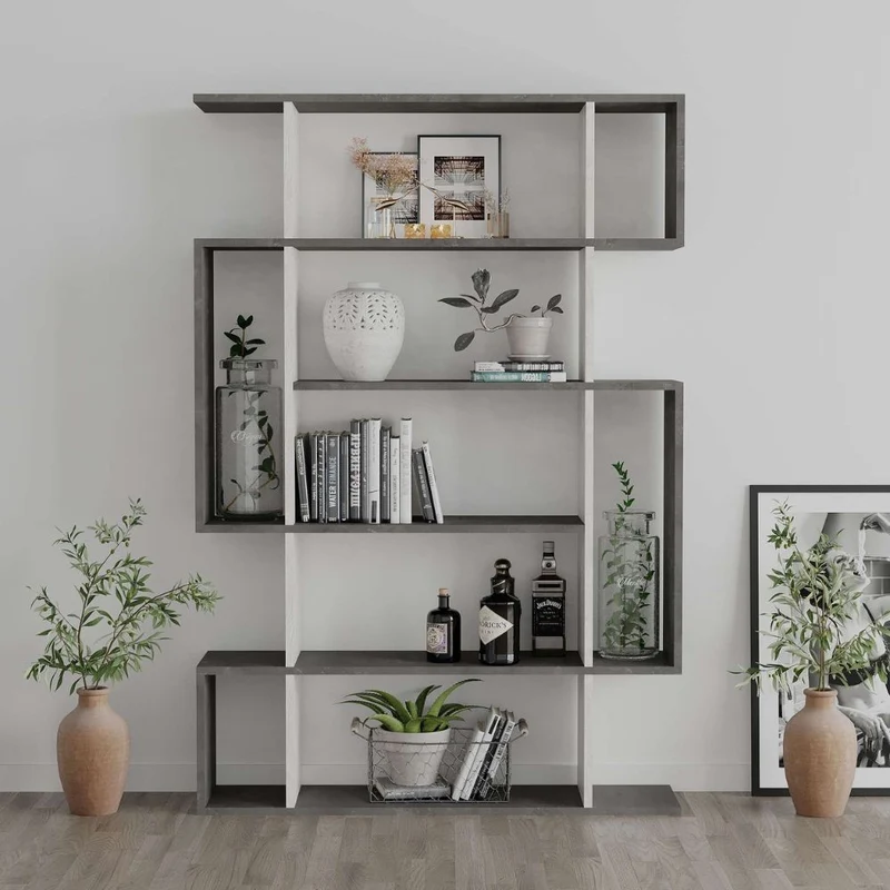 Libreria moderna colore bianco vintage e retro grey 108,5x161H cm - Mirko
