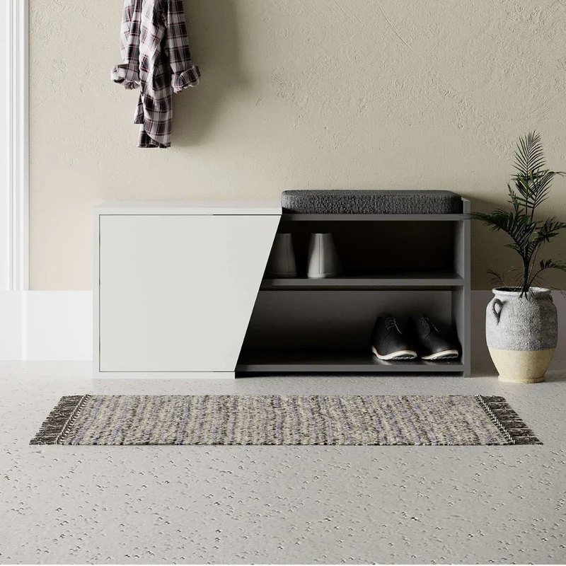 Scarpiera panca con anta colore bianco e antracite 104.6 cm - Lesta