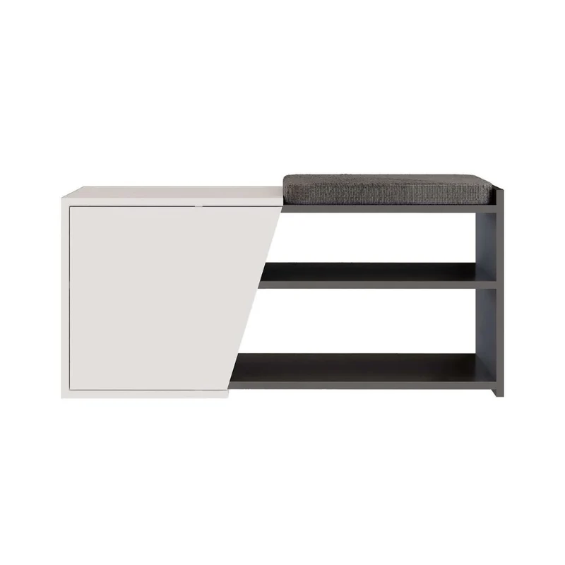Scarpiera panca con anta colore bianco e antracite 104.6 cm - Lesta