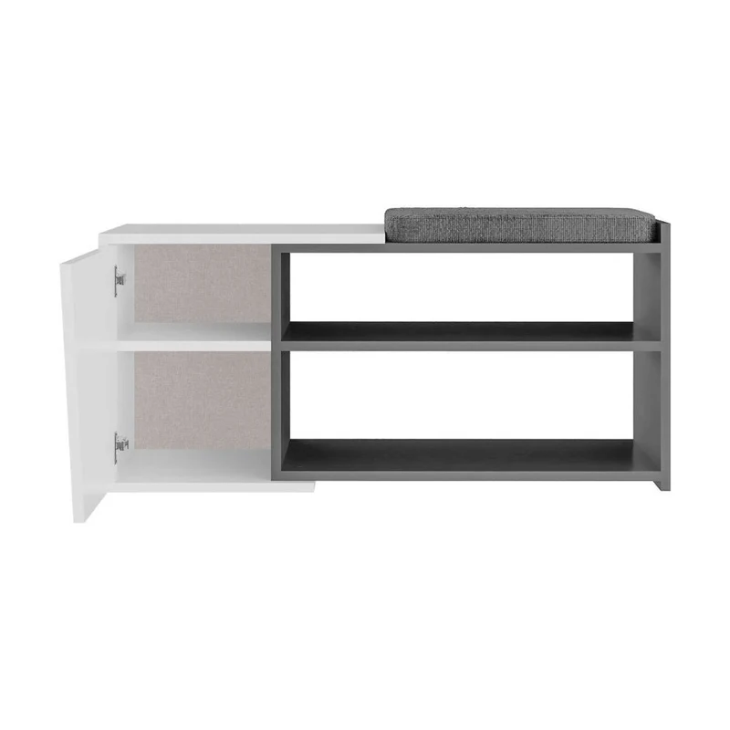 Scarpiera panca con anta colore bianco e antracite 104.6 cm - Lesta