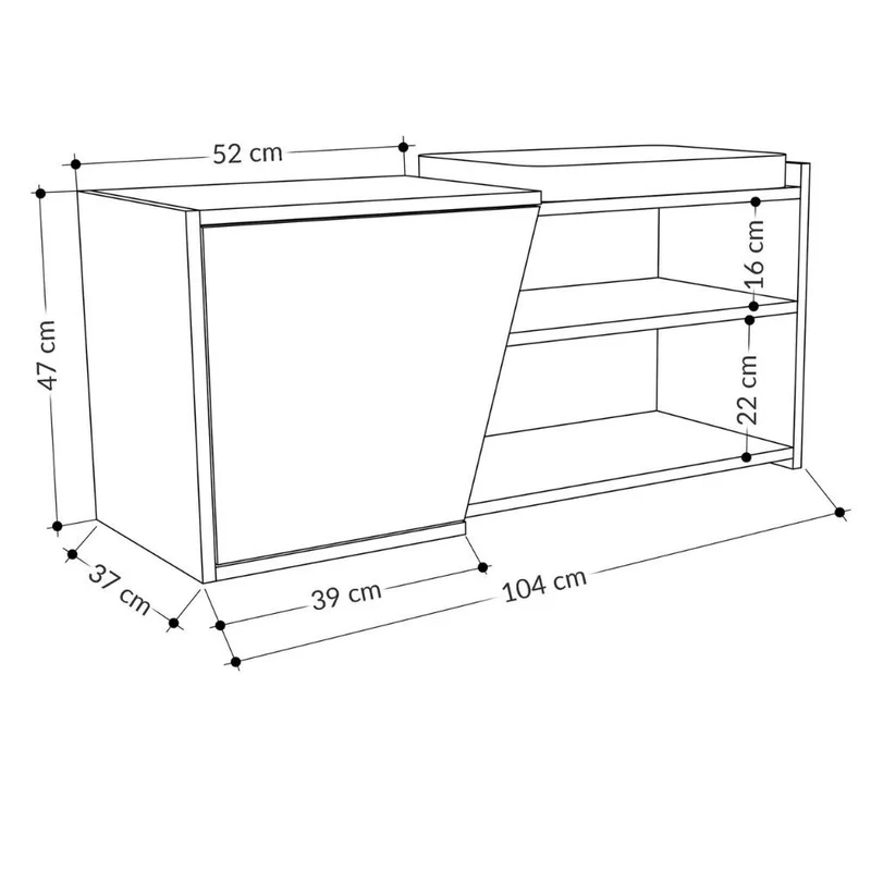 Scarpiera panca con anta colore bianco e antracite 104.6 cm - Lesta