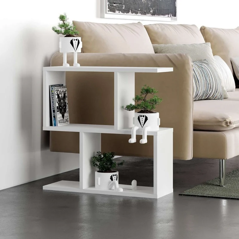 Tavolino da salotto con vani a giorno colore bianco 60x19,5x60H cm - Stix