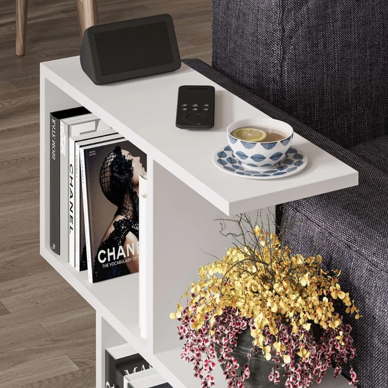 Tavolino da salotto con vani a giorno colore bianco 60x19,5x60H cm - Stix