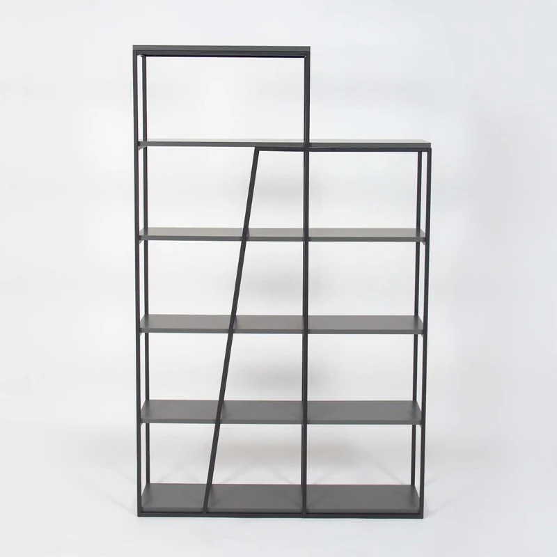 Libreria moderna con 5 ripiani colore antracite 110x29x178H cm - Paul