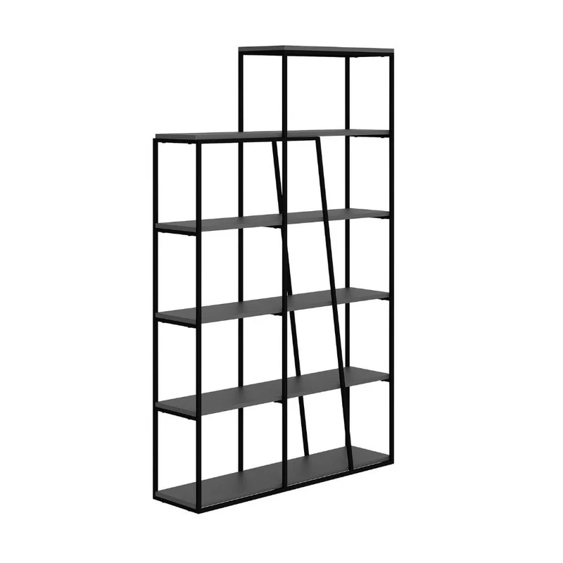 Libreria moderna con 5 ripiani colore antracite 110x29x178H cm - Paul