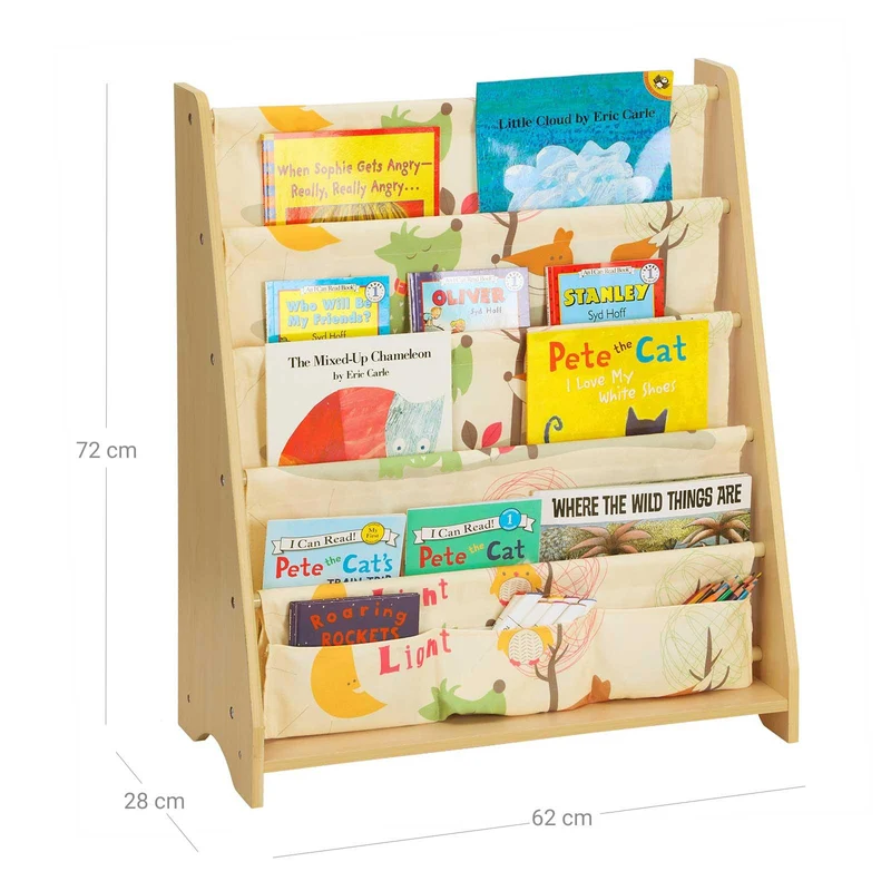 Bibliothèque pour enfants étagère à 4 niveaux pour livres fournitures scolaires pour chambre d'enfant garderie école maternelle multi-couleurs couleur bois naturel d'érable gkr71yl 12_0002265