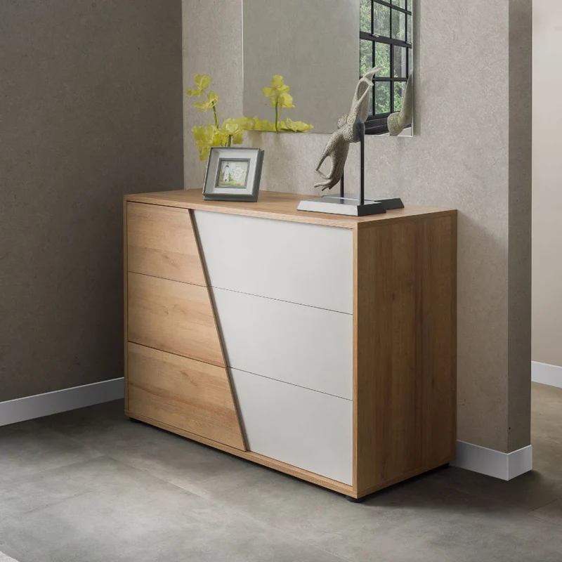 Camera da letto Fadri rovere miele e calce grigio chiaro