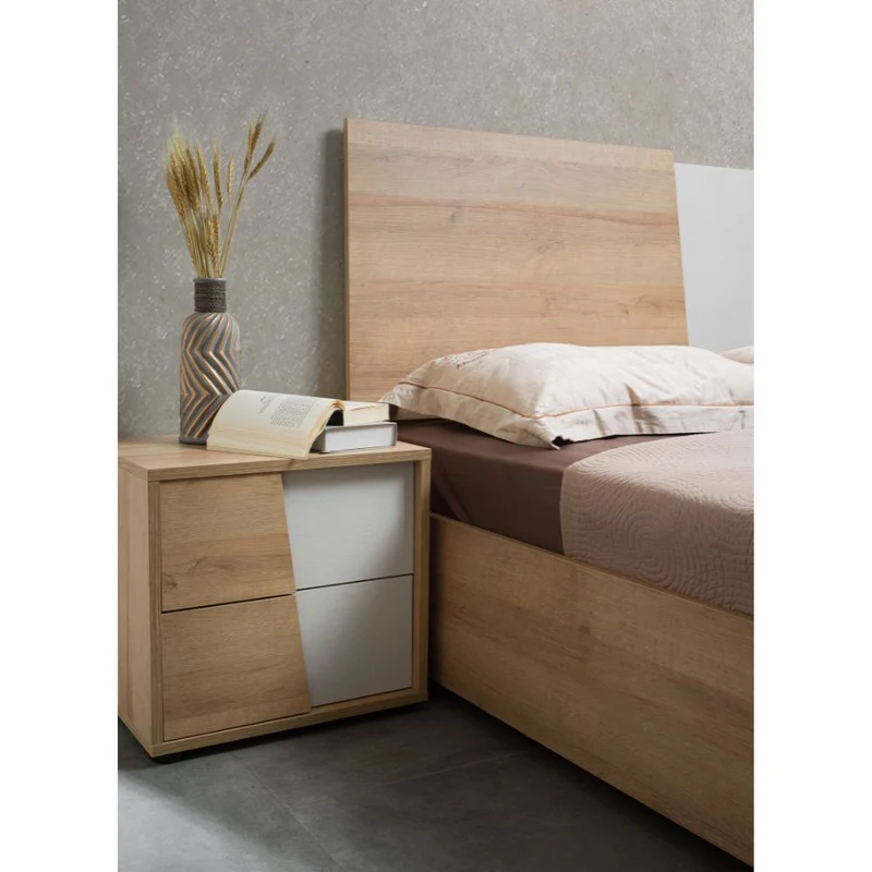 Camera da letto Fadri rovere miele e calce grigio chiaro